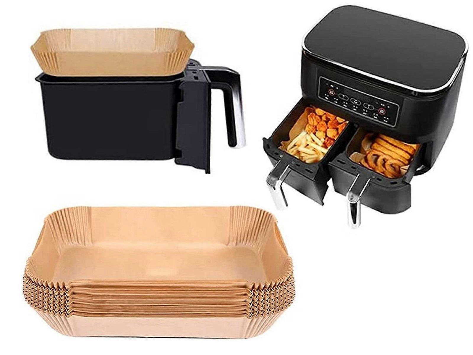 100Pcs Air Fryer Disposable Paper Liners Rectangle Liners Baking Paper Brown