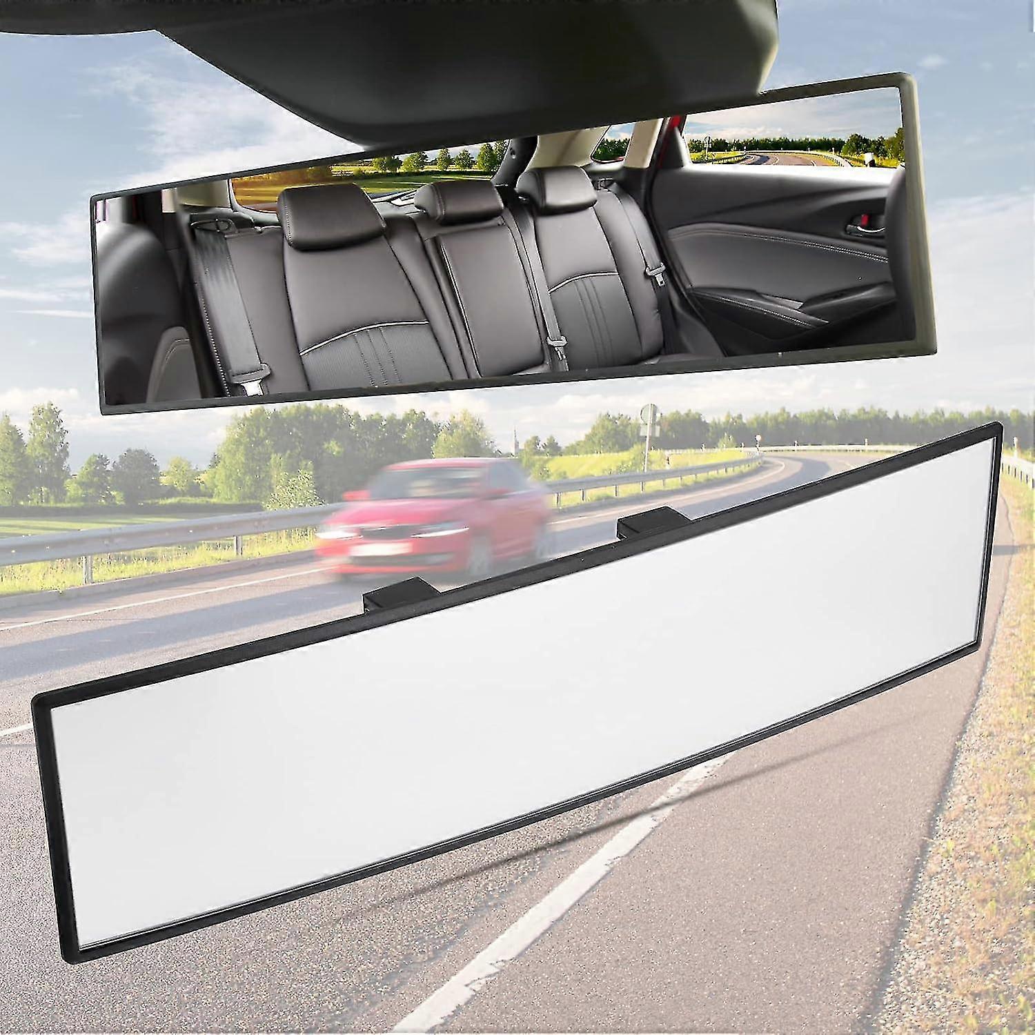 Rearview Mirror, Universal 11.81-Inch Panoramic Convex Rearview Mirror, Internal Clip-On Wide-Angle Rearview Mirror