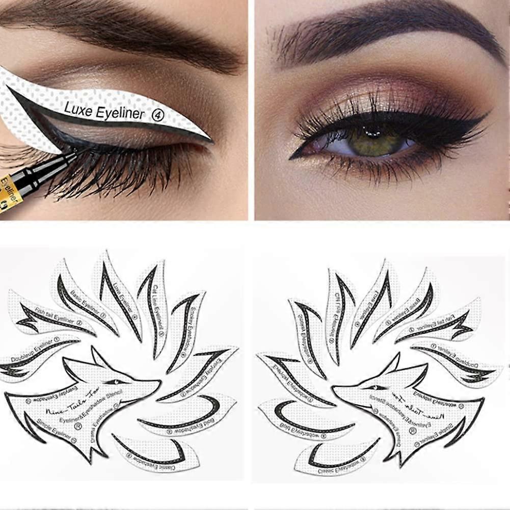12Pairs Eyeliner & Eyeshadow Non-Woven Stencil Stickers, 5 Styles for Eyeliner + 7 Styles for Eyeshadow Set