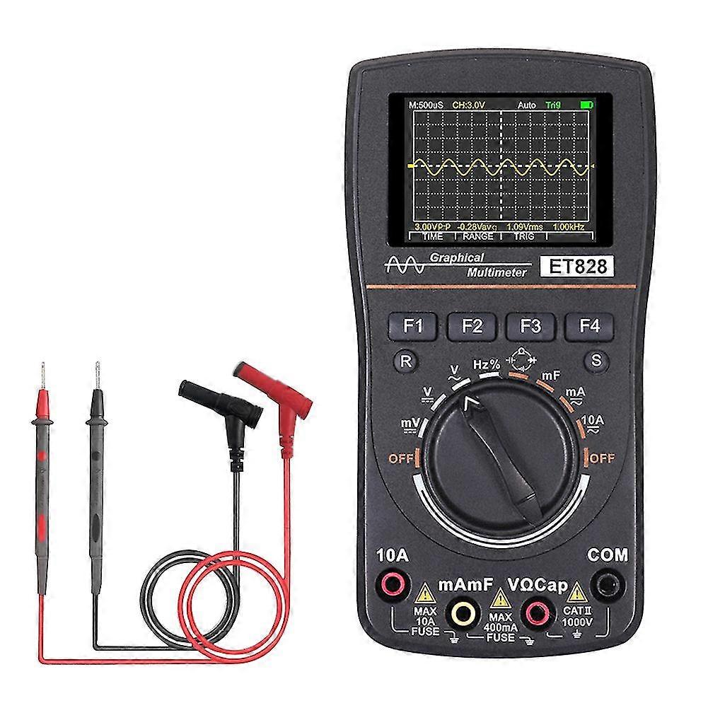 Et828 2 In 1 Oscilloscope Multimeter Digital 1mhz 2.5msps Color Screen Dc/ac Current Voltage Resist
