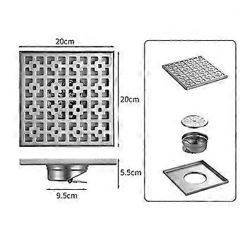 iYueMps Canalina per Doccia Quadrata 15 x 15 cm 2 in 1 in Acciaio Inox,Scarico Doccia con filtro antiodore e filtro per capelli,Canaletta Doccia Filo Pavimento,Scarico Rapido