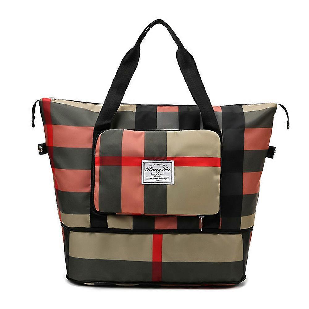 Foldable Dry/Wet Separation Travel Exercise Duffel Bag with Shoe Compartment Large Capacity Waterproof Overnight Bag Lightweight Gym Tote
