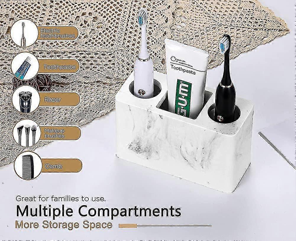 Toothbrush Holder, 3 Compartments Resin Electric Toothbrush Holder Toothpaste
