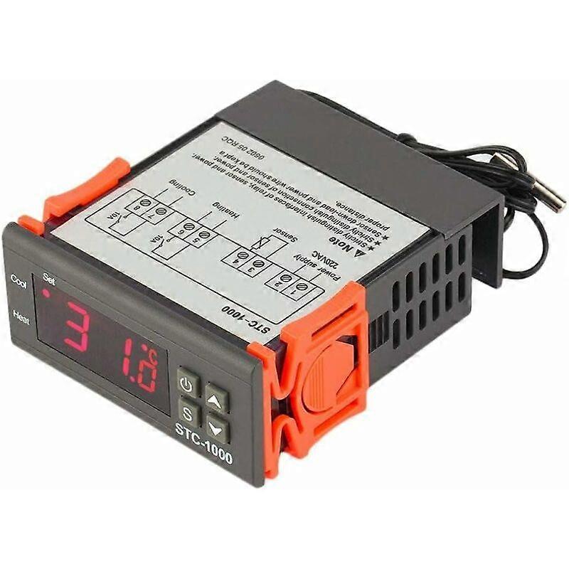 220V ALL PURPOSE Temperature Controller + Sensor 2 Relay Output Thermostat STC-1000