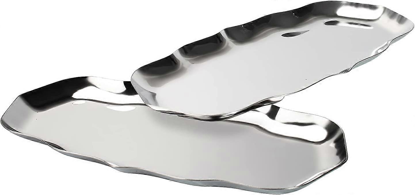 2 Pcs Wave Stainless Steel Towel Tray(Silver)