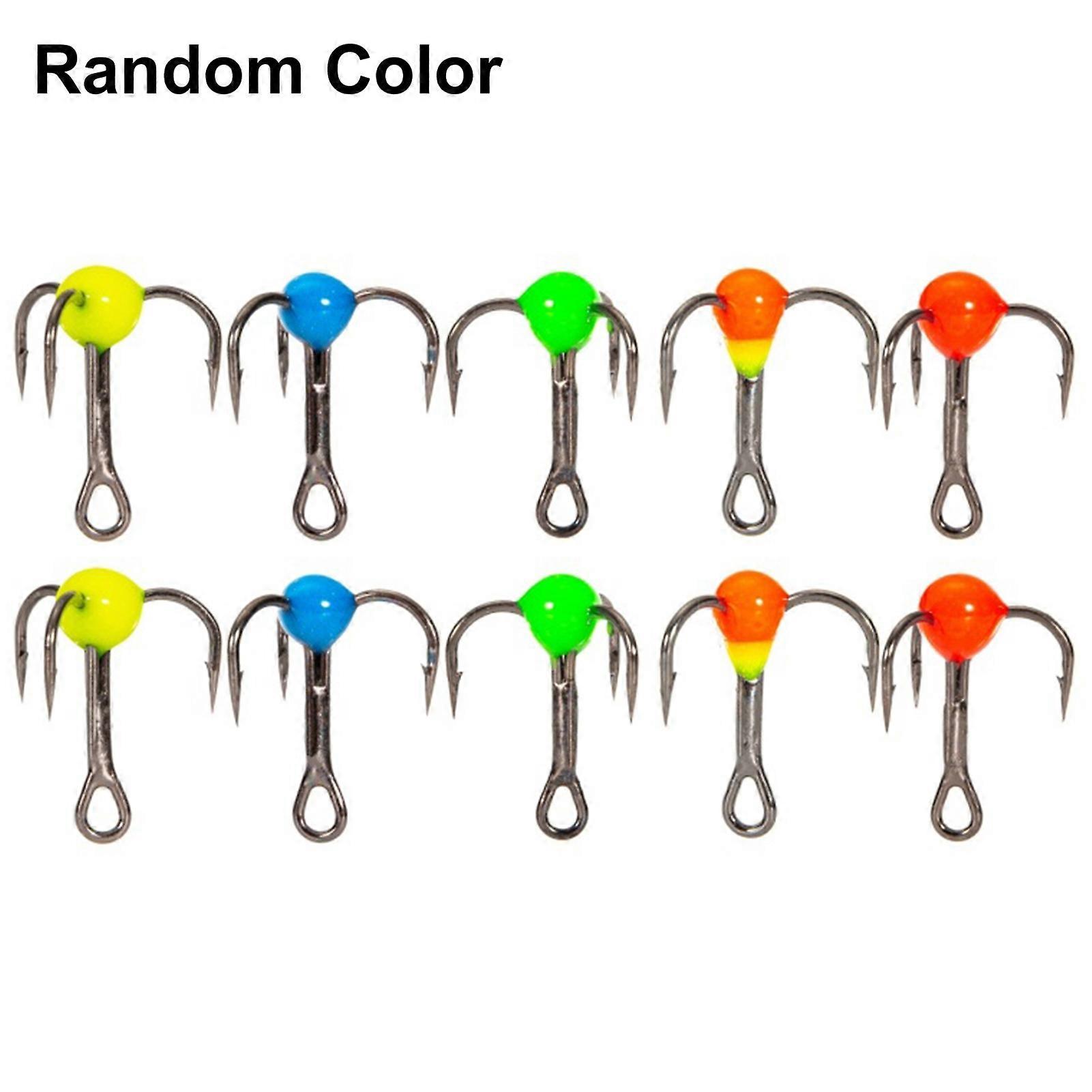 Kaesi 10Pcs/Box Mini Ice Fishing Hook Rust-resistant High Carbon Steel Good Toughness Solid Treble Hooks for Fishing