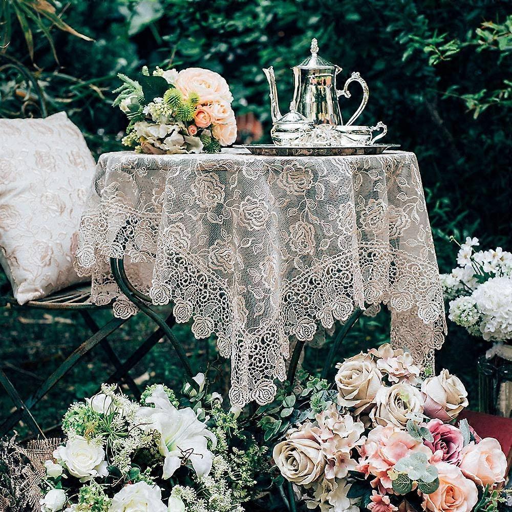 Rectangle Small Table Cloth Lace Macrame Vintage Tablecloth Shabby Chic Embroidered Oblong Table