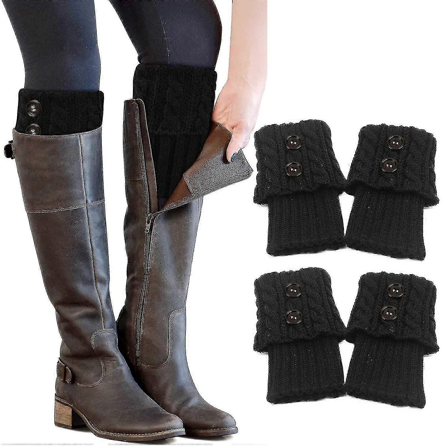 2 Pairs Button Crochet Leggings Gaiters Women Girl Winter Warm Short Boot
