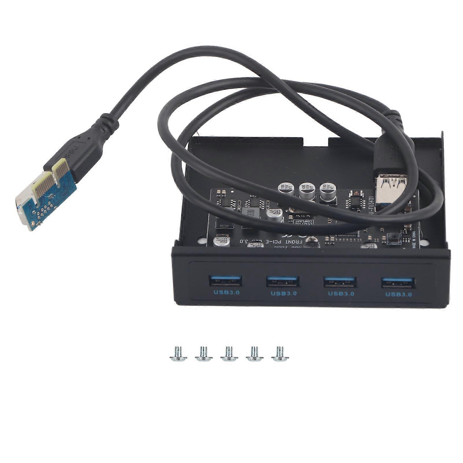PCI-E to 4xUSB3.0 for NEC720201 Chip Front Floppy Bay Adapter Expansion Riser Card Black