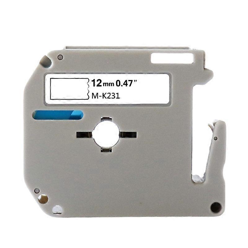 2 قطعة شريط صانع الملصقات 12 مم أسود على أبيض ثابت الالتصاق المضاد للسقوط M K231 استبدال شريط الملصقات الحرارية