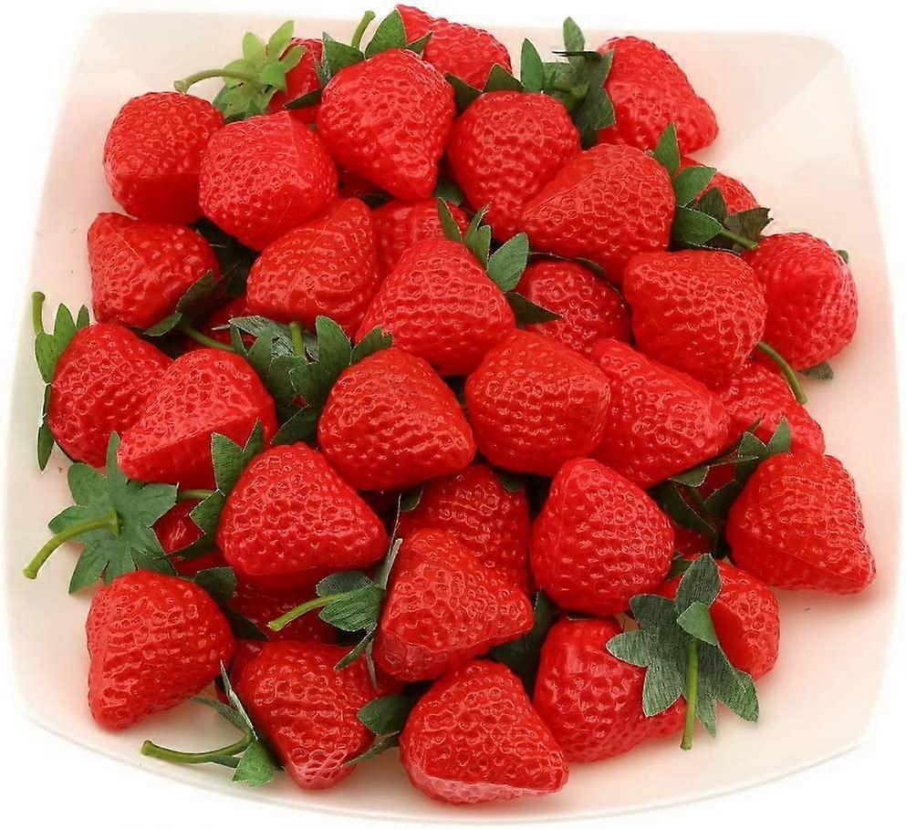 Artificial Red Strawberry - Fake Plastic Fruit Decoration (30 pcs)