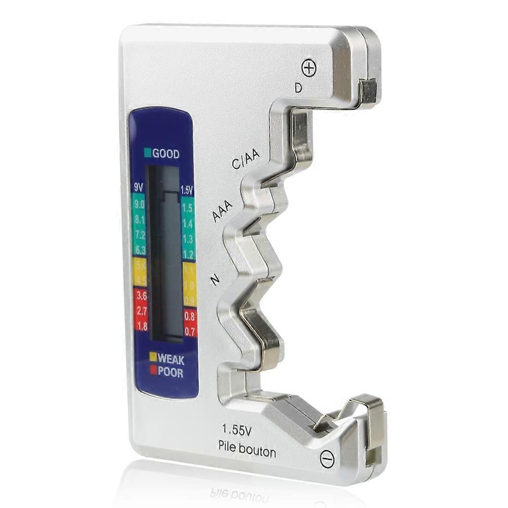 Universal Battery Tester with LCD Display, Multi Purpose Digital Battery Capacity Level Detector Voltage Checker Tool for D, C, AA, AAA, 9V Batteries,