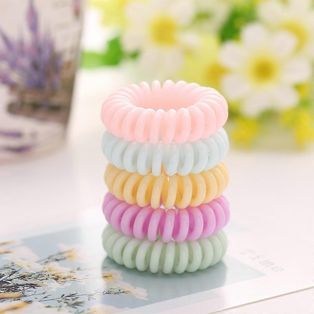 Laque cheveux en spirale de couleur unie x5 (violet rose jaune vert bleu)-laque cheveux pour femmes-ne blesse pas l'lasticit-laque cheveux pour fil
