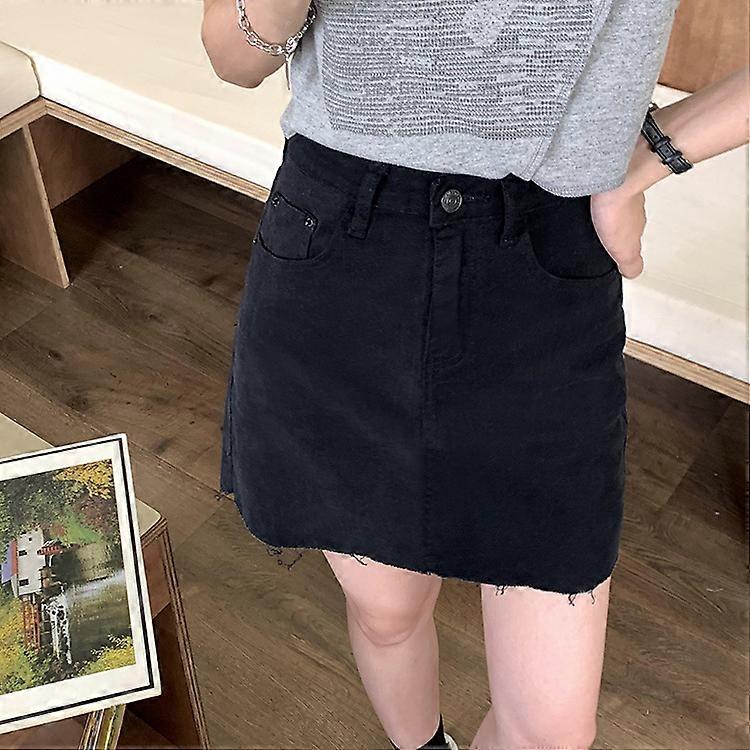 Huang Zheng's Woolen denim skirt women's summer and Korean version high waist thin A-shaped short skirt with buttocks q8747