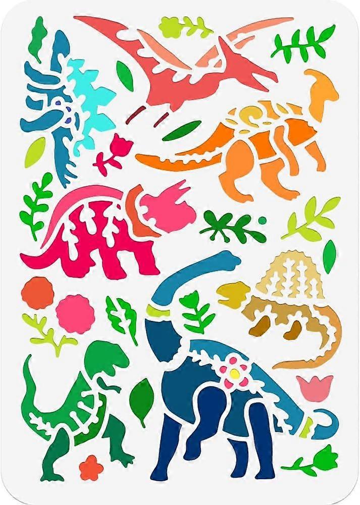 Dinosaur Painting Stencil 11.69x8.27 Inch Reusable Craft Stencils Hollow Out Drawing Painting Template for Painting on Wood Fabric Paper Walls Canvas 