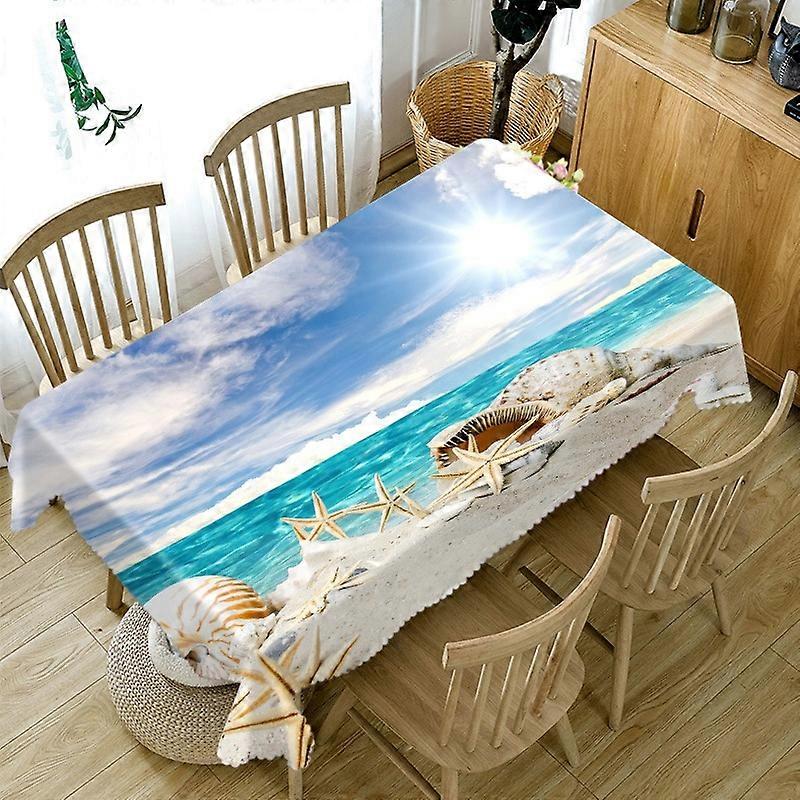 3D Tablecloth Beach Landscape Pattern Dustproof Rectangular Tablecloth Home Party Decoration Accessories Restaurant Tablecloth