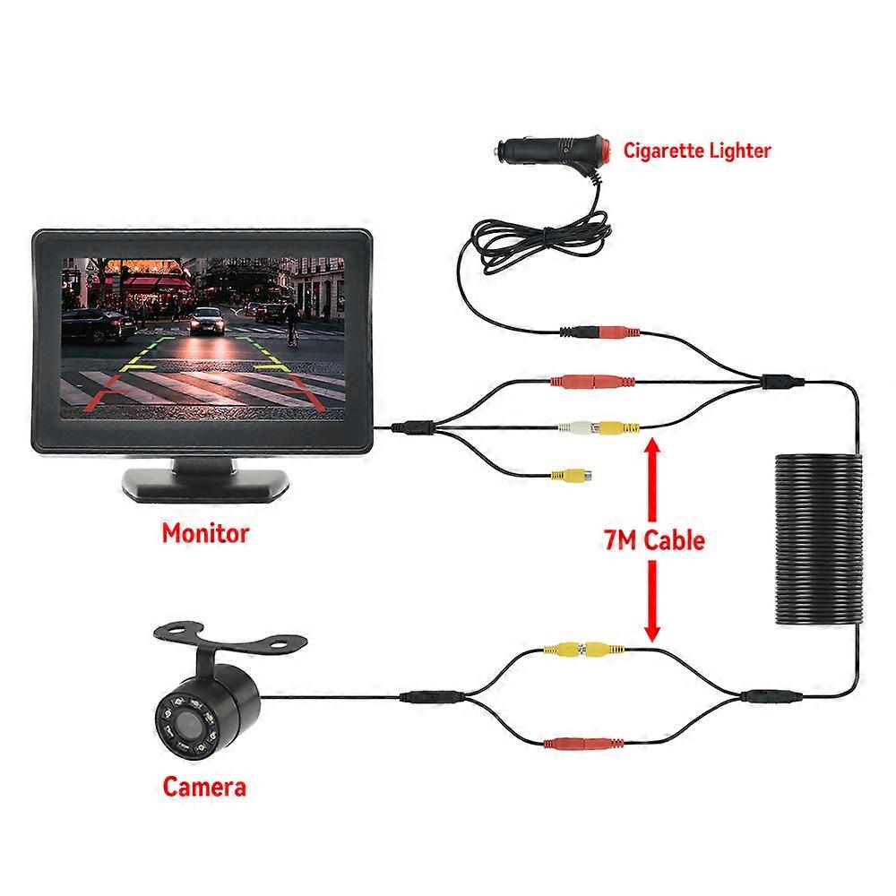 MJDOUD 4.3 Inch Car Rear Camera Monitor LED Reversing Camera with Screen TFT LCD Display for Vehicle Parking  Easy Installation