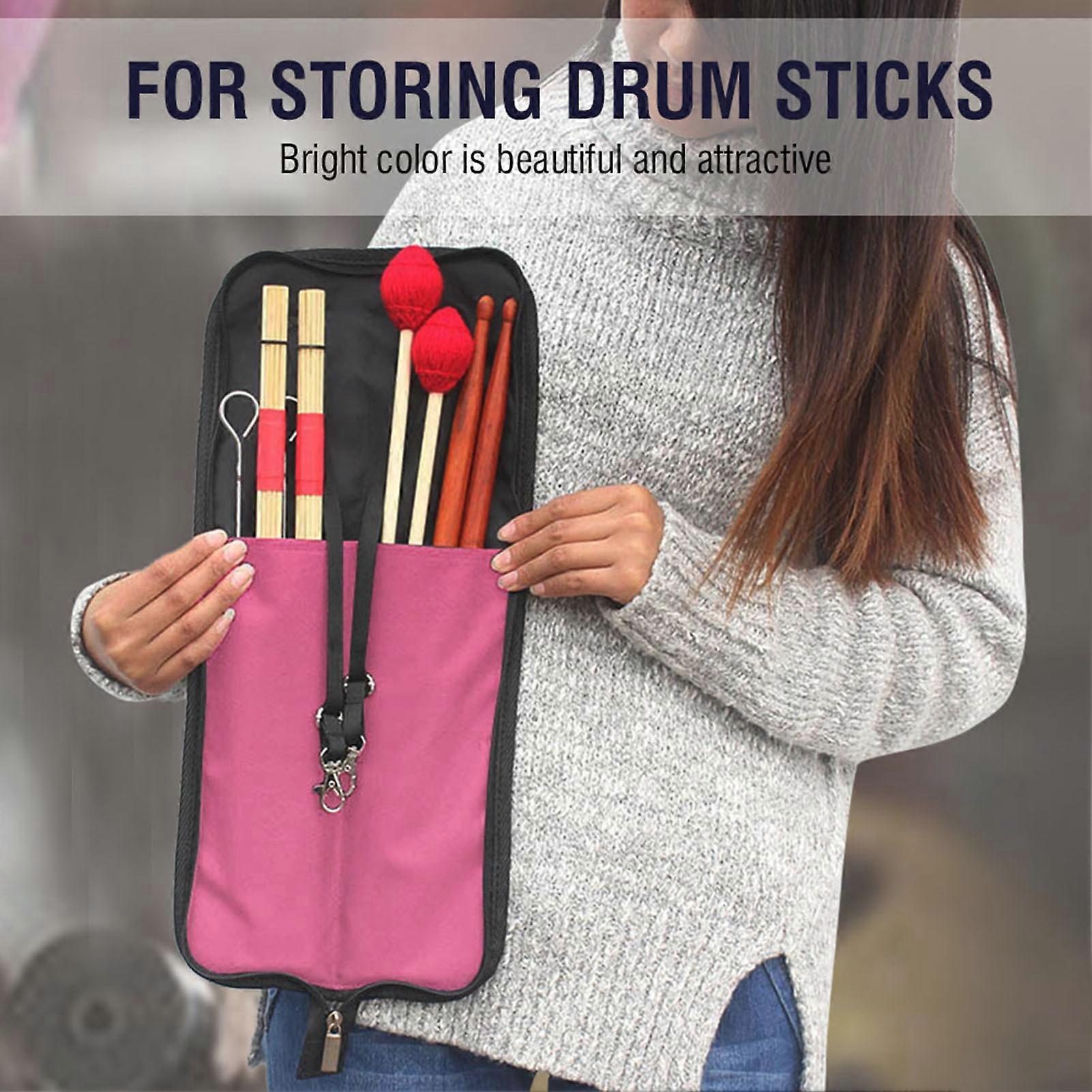 IRIN Drum Stick Storage Hanging Bag Drumstick Portable Handbag with Handle (Pink)