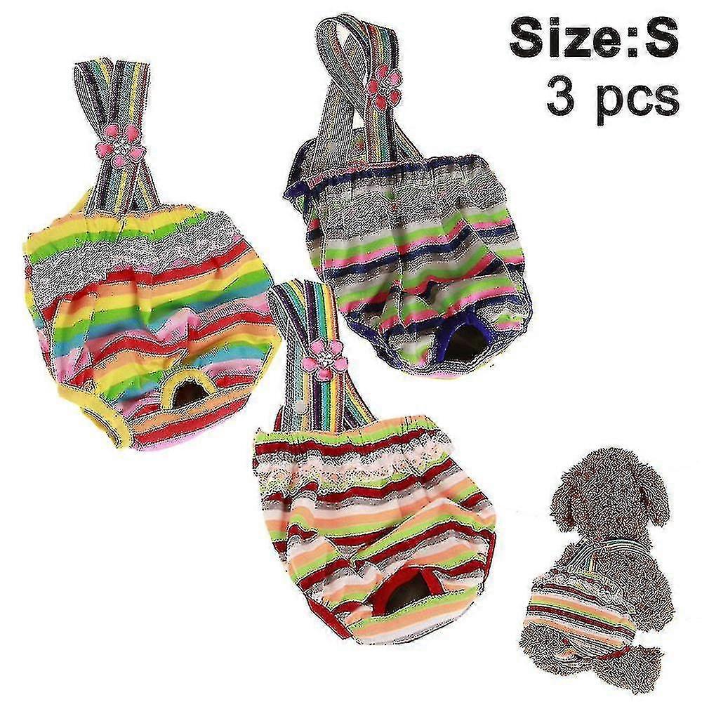 3pcs Pet Dog Cat Physiological Shorts Doggy Kitten Underwear Pants Diapers Strip Design Tighten Strap Sanitary Briefs