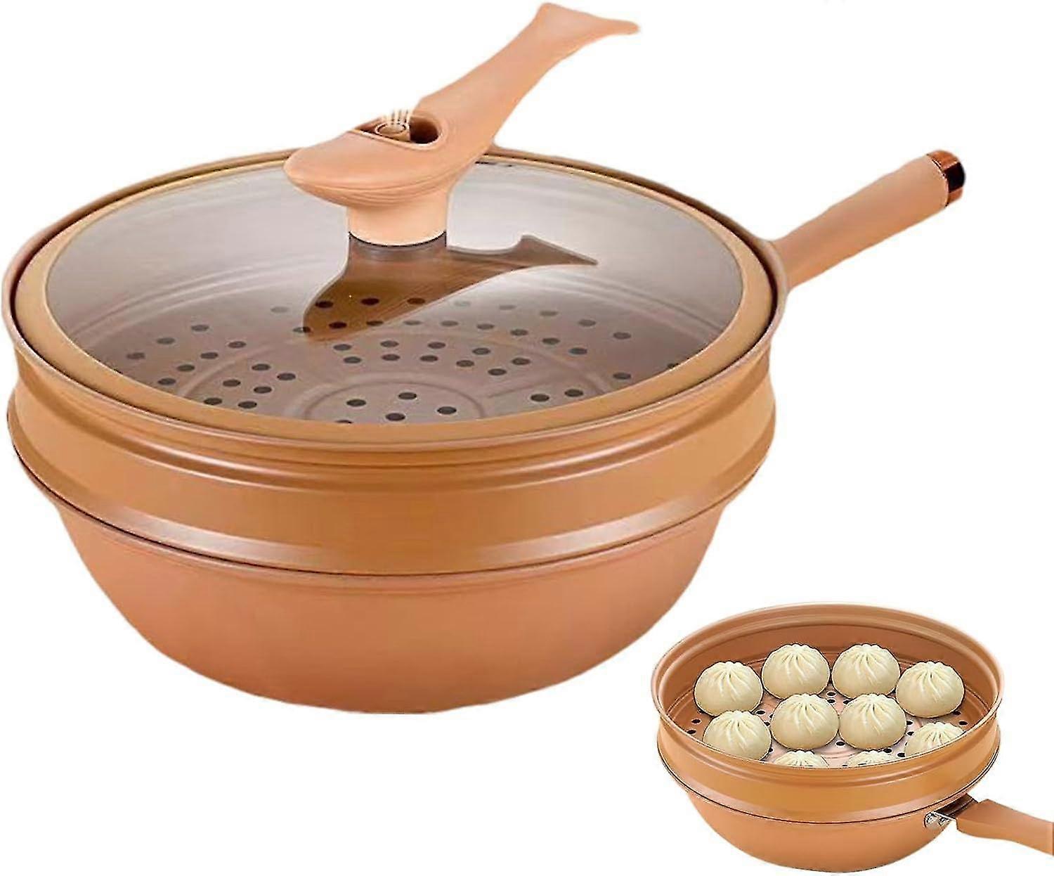 Energy Saving Large Saute Pan Set with Frying Wok Pan