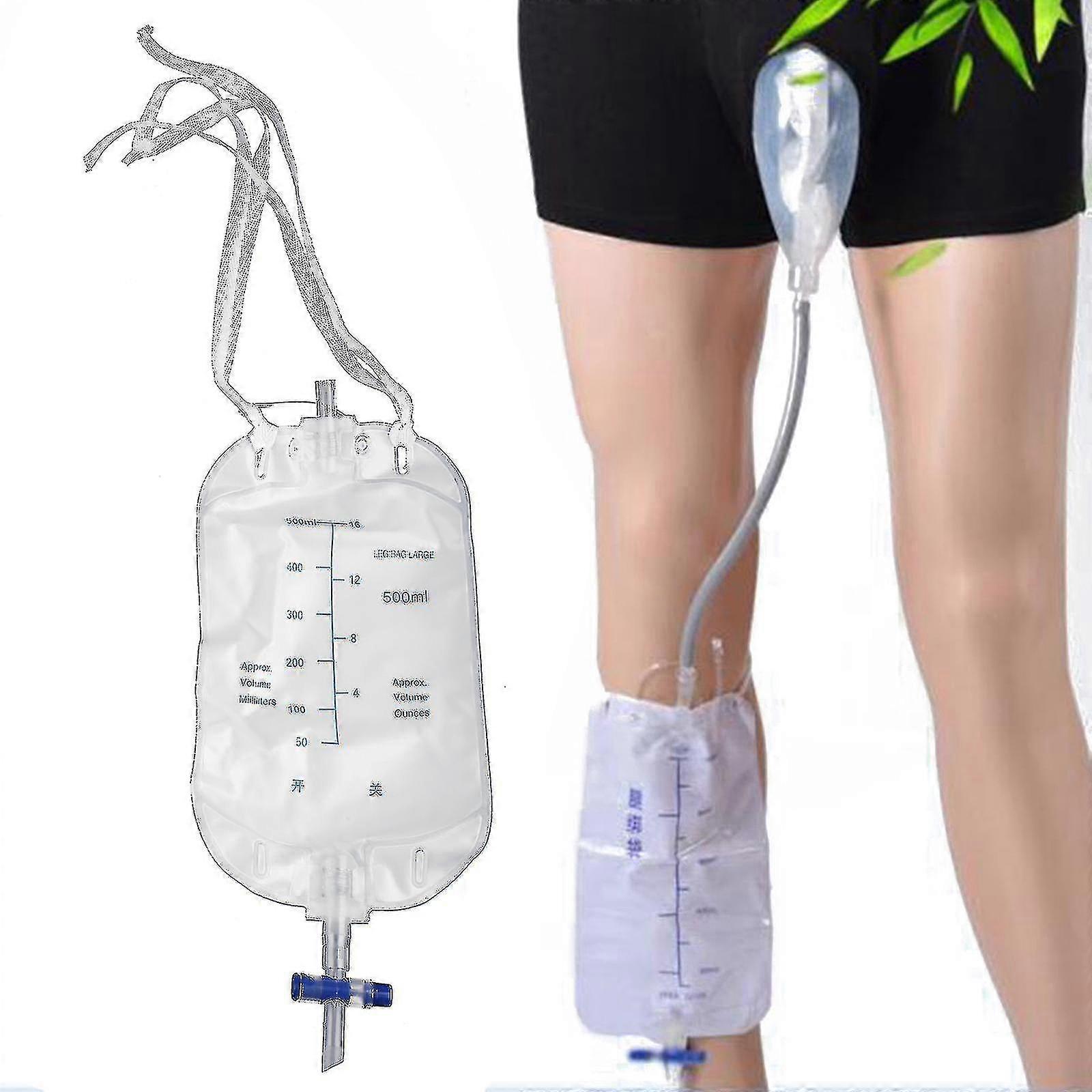 Mænds urinpose Urin Collection Bag Wearable Incontinence Bukser Mænd, Sort, 1 pakke