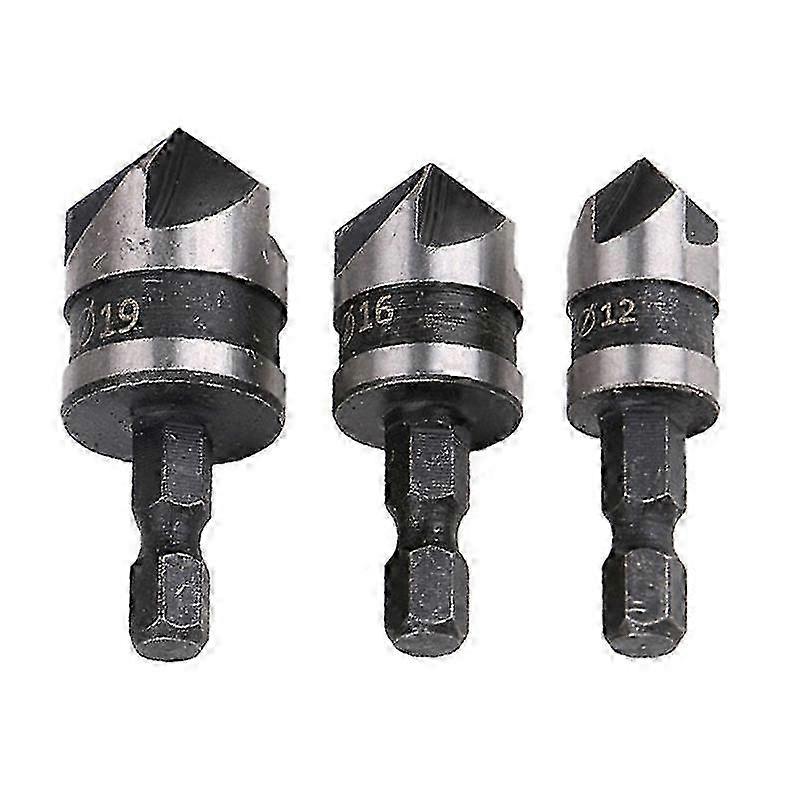 3pcs 90 Degree 5 Flute Chamfer Cutters
