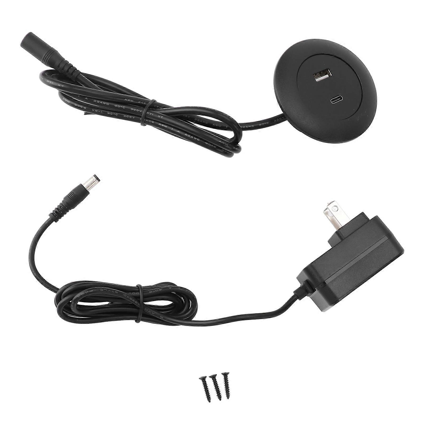 Embedded Power Socket Desktop USB Charging Hub USB A and C Port for Sofa Table Bedside