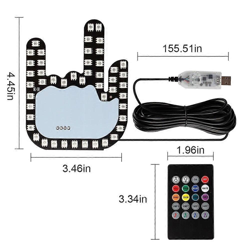 Funny Car Gesture Colorful Color LED Finger Light Hand Middle Finger Auto Ambient Decorative Sticker With Remote Control LampMotor Vehicle Lighting