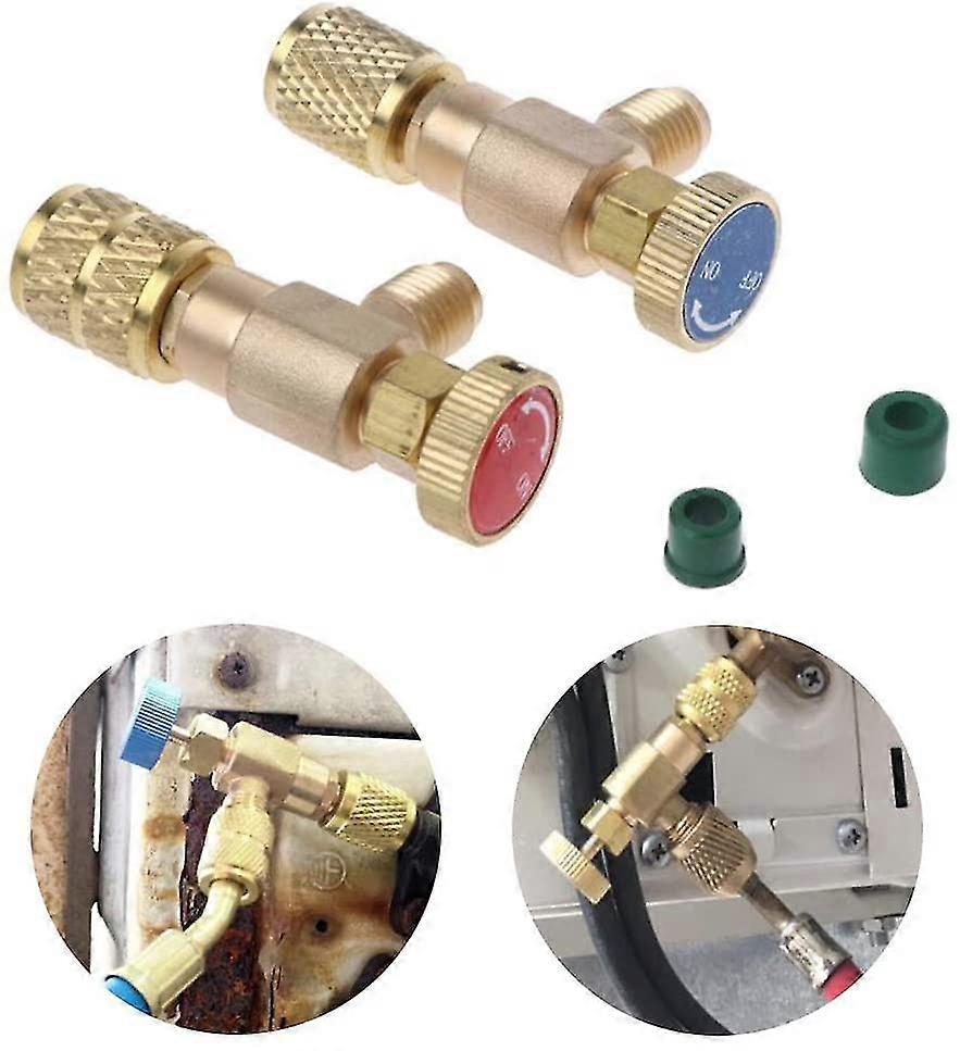 2 Pcs Refrigerant Filling Safety Valve Quick Coupler Air Conditioning R410a R22 Connector Adapters