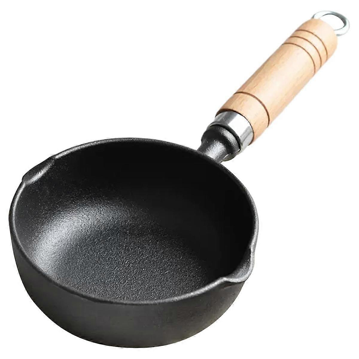 Butter Melting Pot,Butter Melter, Non-Stick Cast Iron Sauce Pot with Wood Handle, Small Cast Iron Melting Pot, Hanging