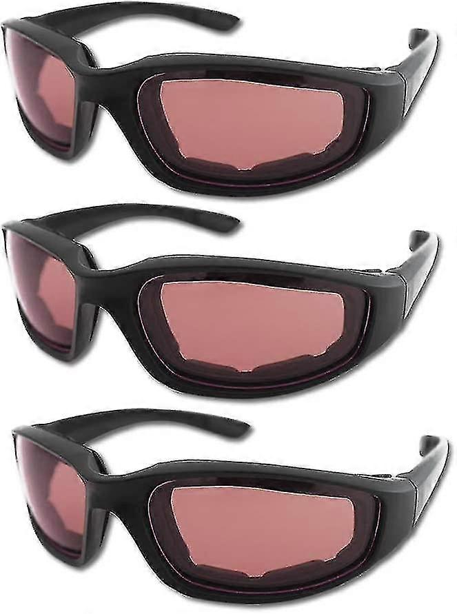 3pcs Cycle Riding Glasses Padding Goggles Uv D , Grey++yellow