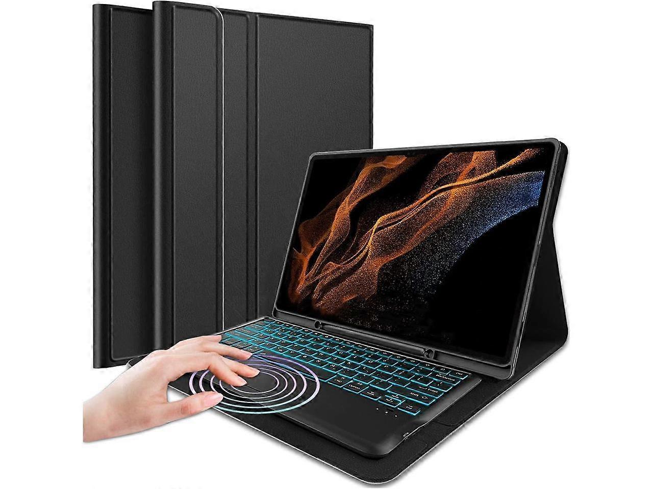 Bluetooth Touchpad Keyboard Case for Samsung Galaxy Tab S9 11 Inch 2023 Model SM-X710 SM-X716B SM-X718U, 7 Colors Backlight Detachable Wireless Trackp