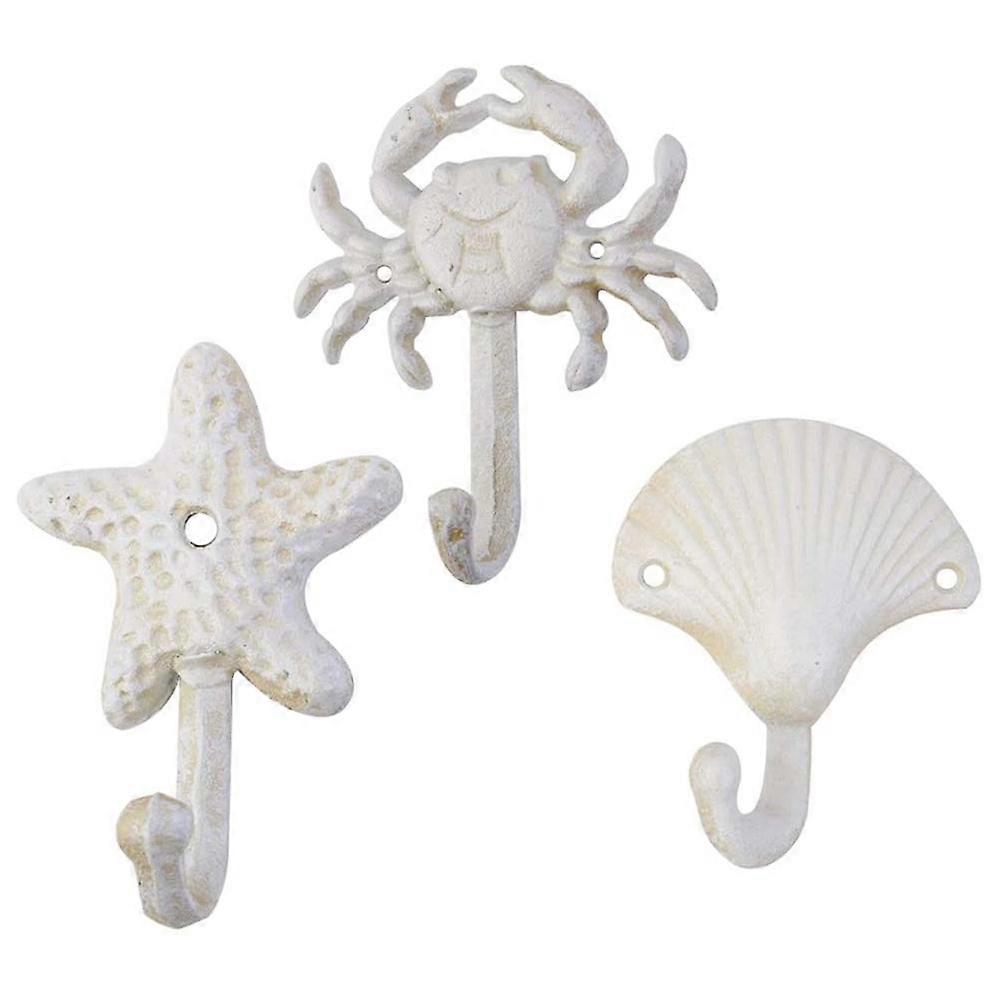 3 Seashell Cast Iron Decorative Wall Hooks Coats Towels Hooks Beach Ocean Theme Metal Hooks