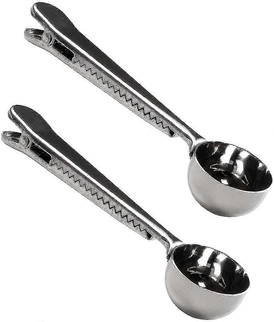 Stainless Steel Measuring Spoon 2 In 1 Measuring Spoon With Handle And Grip For Coffee And Tea (set Of 2, Silver)