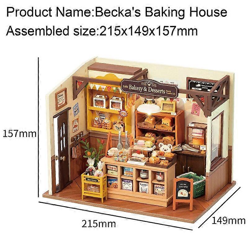 Rolife BeckaのベーキングハウスDIYミニチュアハウス子供向け3D木製組み立ておもちゃ簡単接続ホームデコレーション