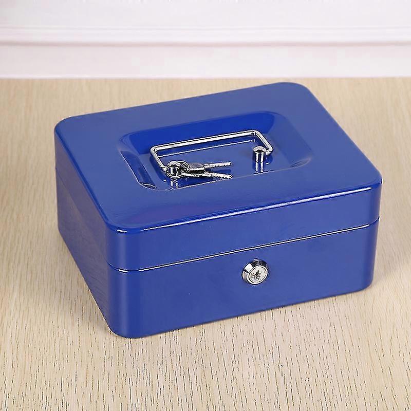 Lockable cash drawer with key and coin compartment, blue