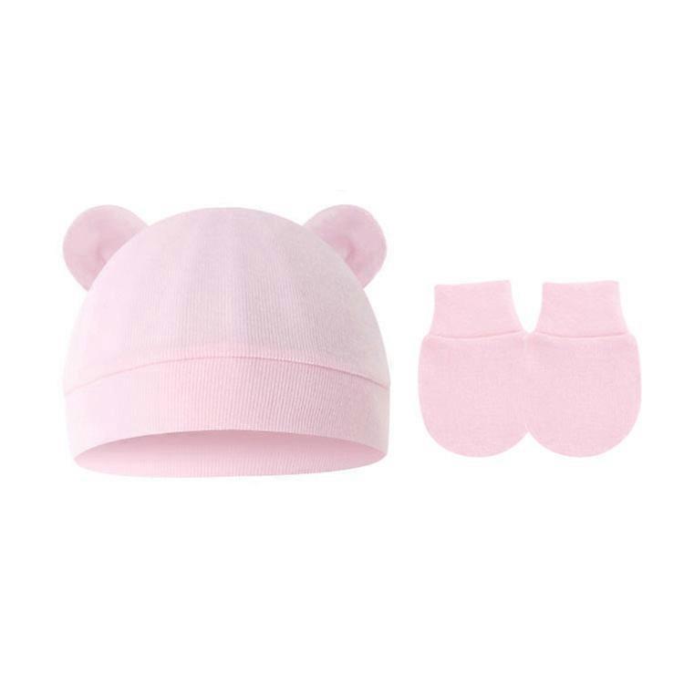 Newborn Hats and Mittens Set, Baby Girl Boy 6 Cotton Nursing Hats with 6 Pairs Anti-Scratch Mittens for 0-6 Months