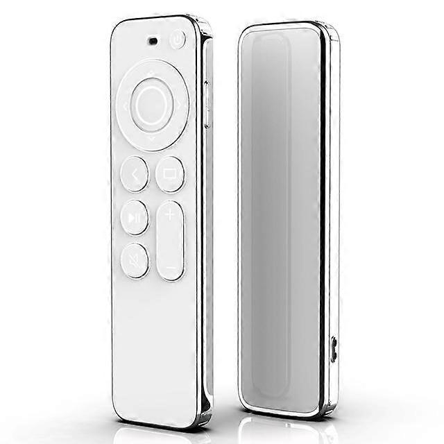 Fancan TPU Soft Case Compatible with Apple TV 4k 2021 Remote Prevent Scratches with Drop Protection-Transparent with Silver Edge