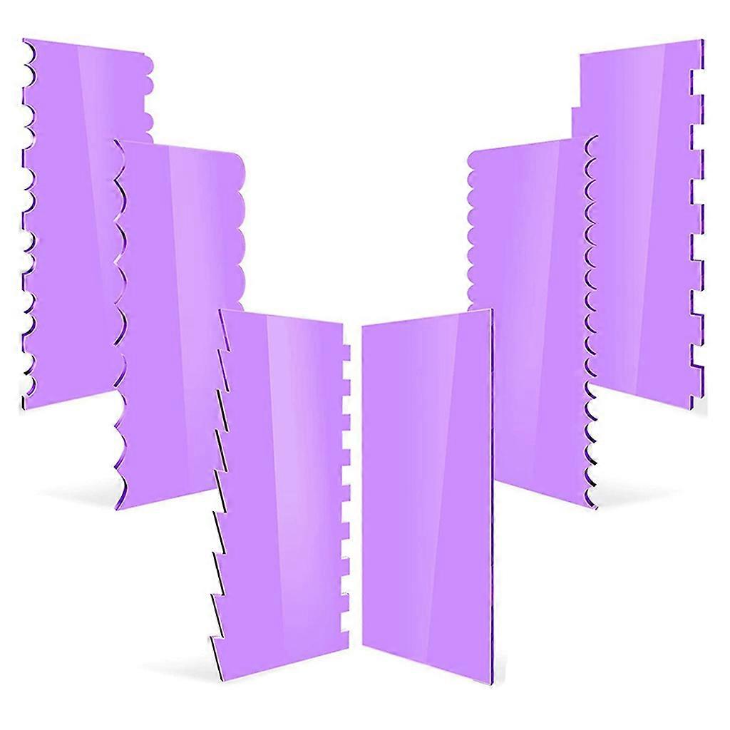 6 Pieces Acrylic Cake Scraper Decorating Contour Comb Cake Edge Smoother Tools