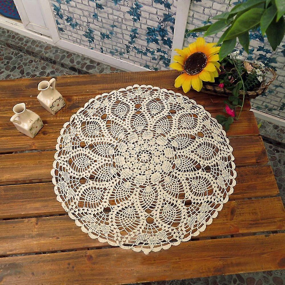 Handmade Crocheted Lace Round Tablecloth 60 Cm