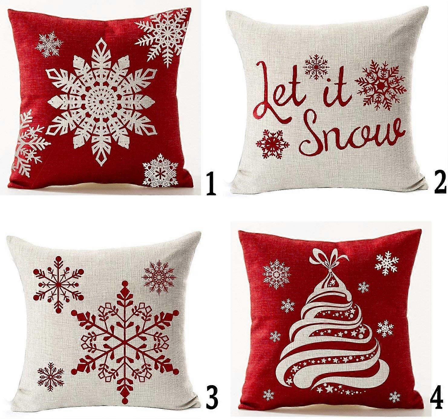 Set of 4 Cotton Linen Throw Pillow Case Square 18 Inches