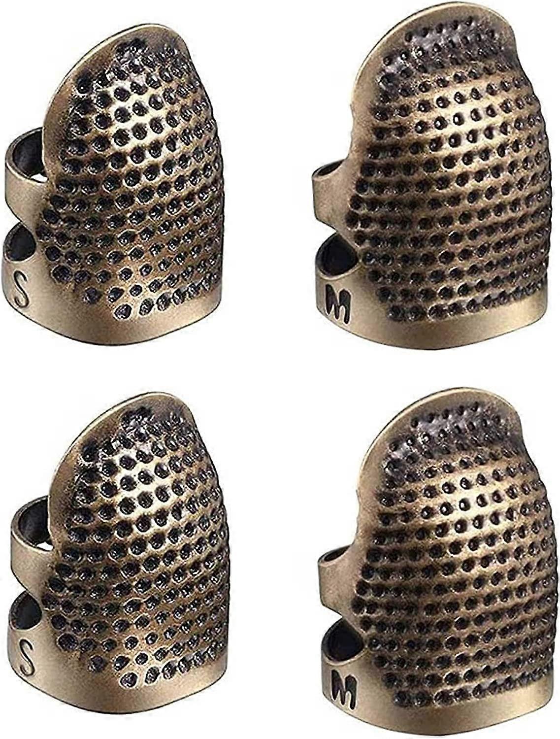 4pcs Sewing Thimbles, Metal Copper Sewing Thimbles Finger Protector, Two Sizes 4pcs