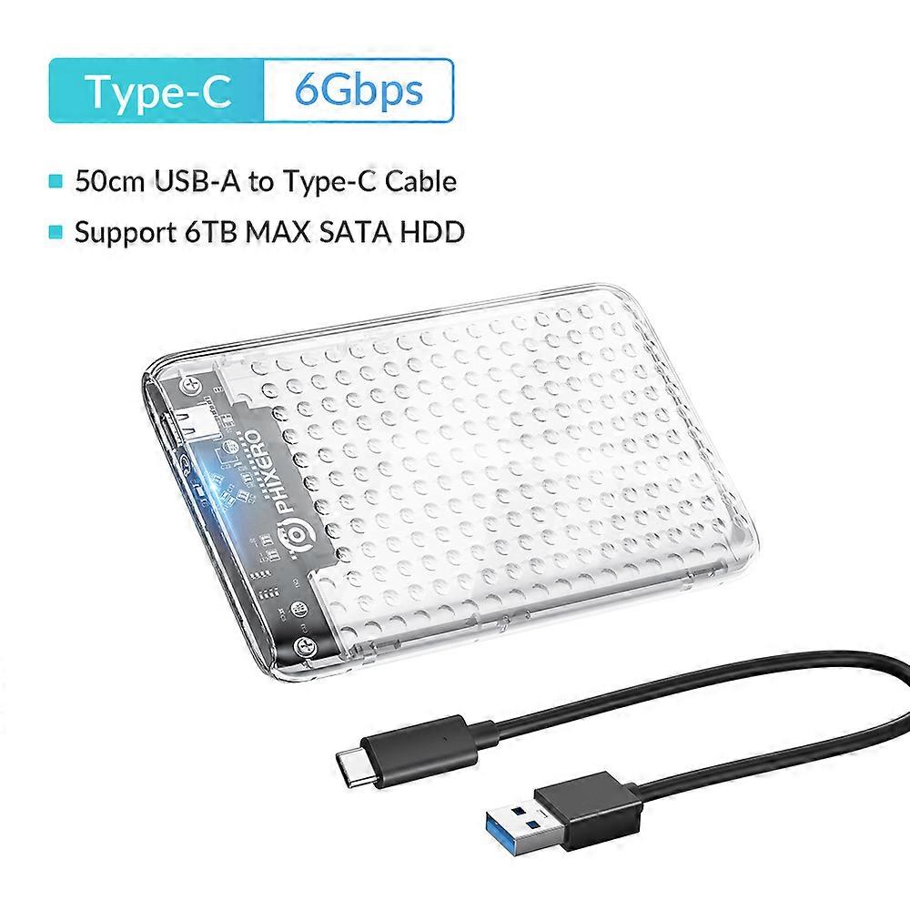 PHIXERO HDD Case 2.5 inch SATA to USB 3.0 Adapter SSD PC Case Type C UASP External Hard Drive Enclosure Hard Disk for PC Laptop