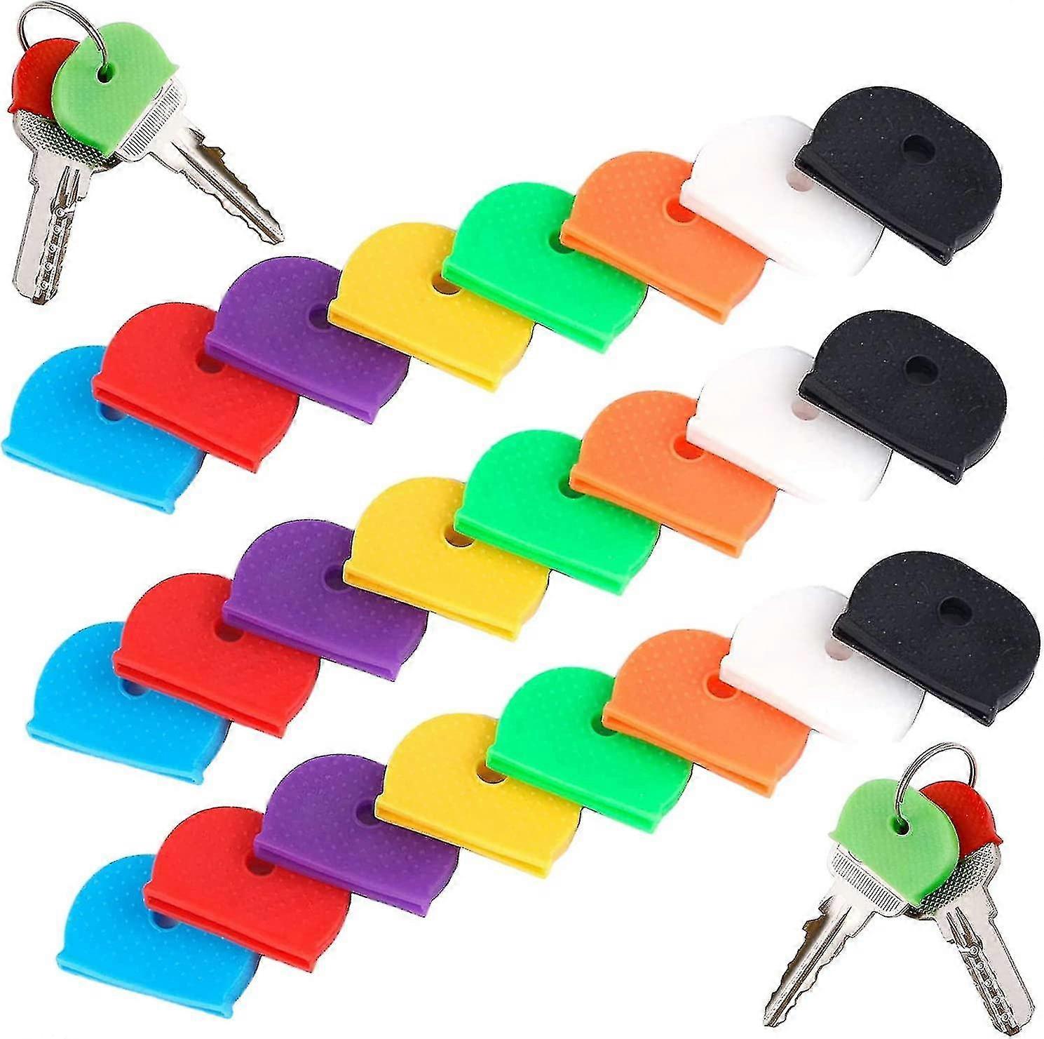 Key Covers Flexible Key Caps, Flexible Key Caps Covers For Easy Key Identification 8 Colors 24 Pieces