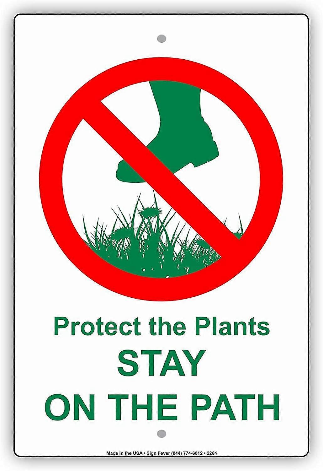 LINCMAN Protect The Plants Stay On The Path with Graphic Environmental Alert Caution Warning Aluminu