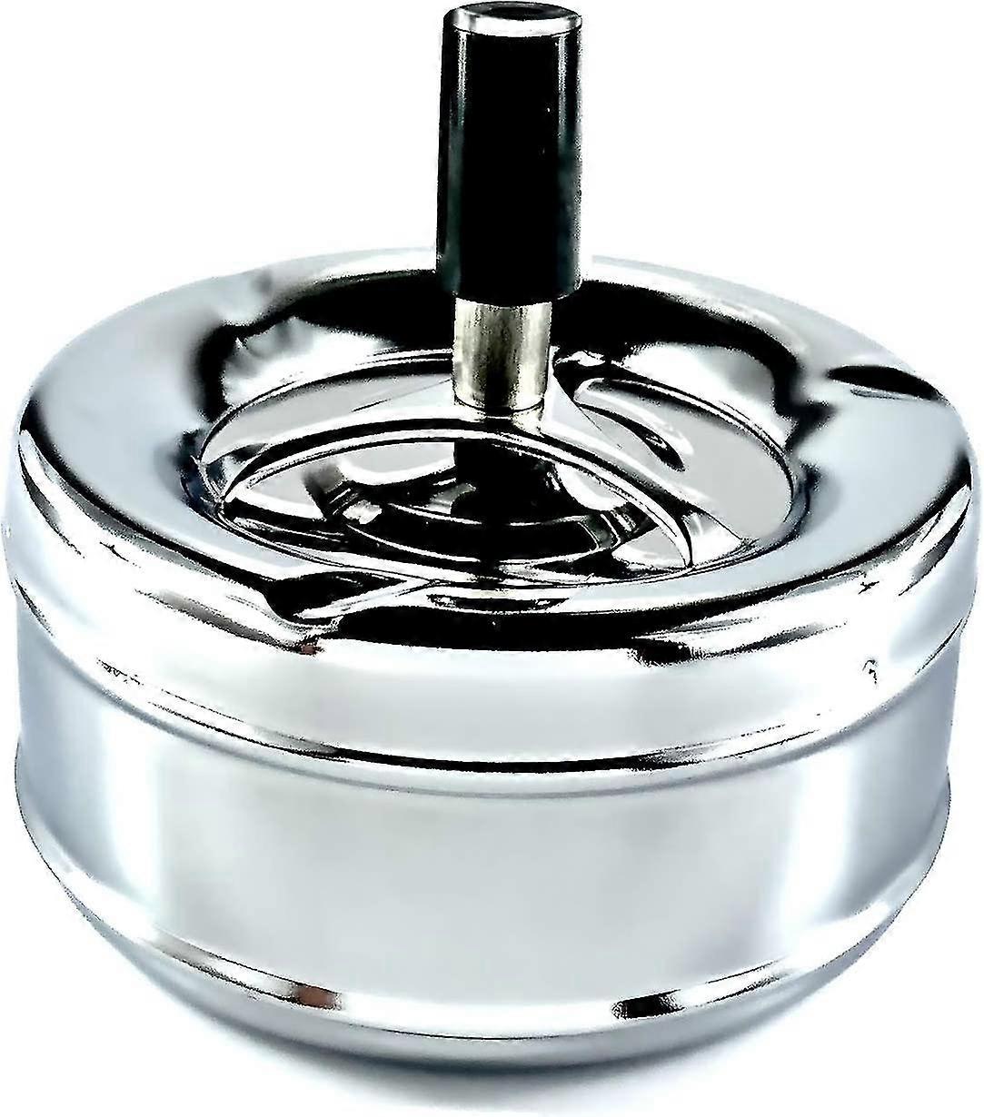 Chrome Spinning Ashless Ashtray | Premium Windproof Outdoor Ashtray | Deep Base | Easy To Empty (1pc)