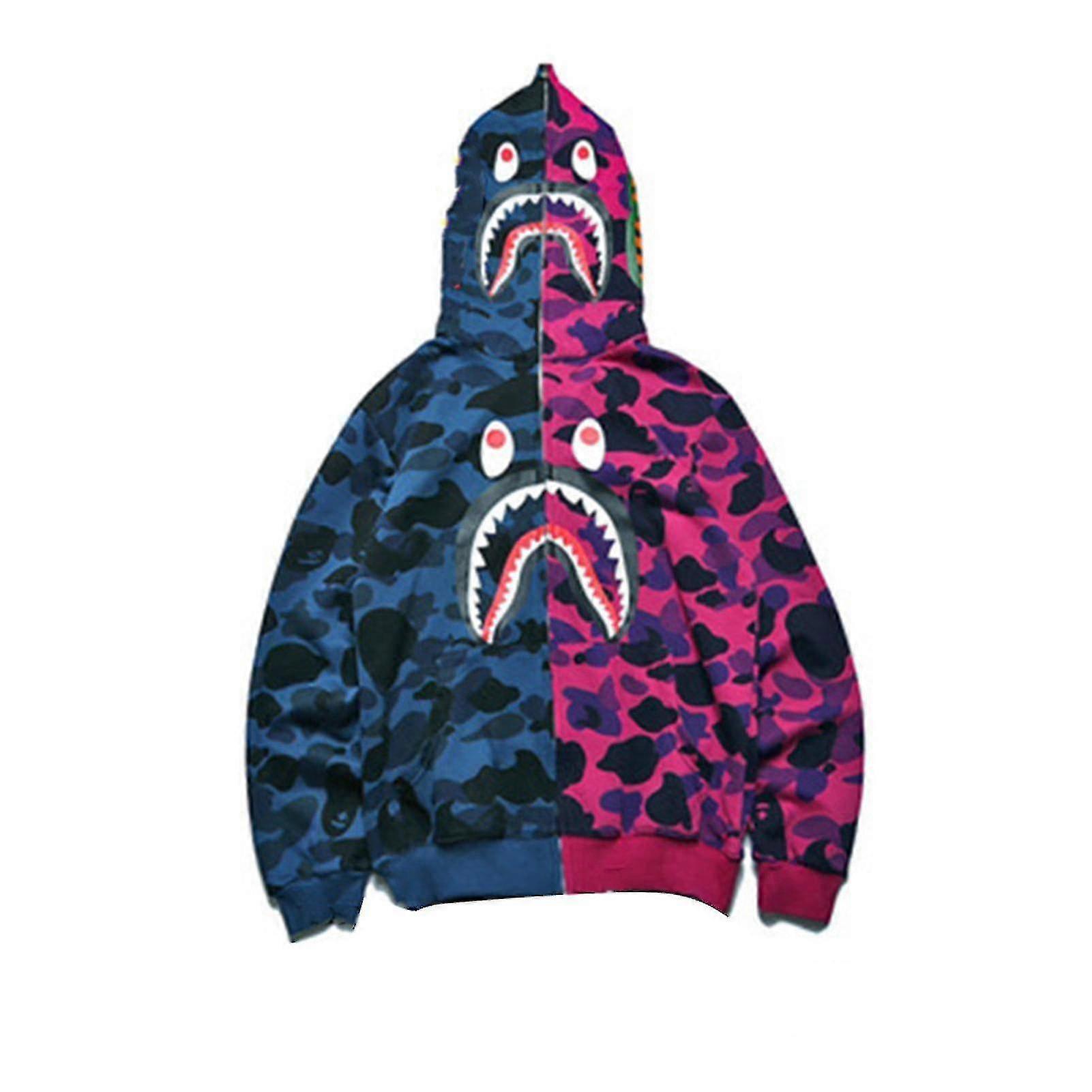 Kadınlar Için Hoodie Köpekbalığı Ağız Baskılı Erkekler Fermuarlı Rahat Gevşek Ceket Yüksek Kalite