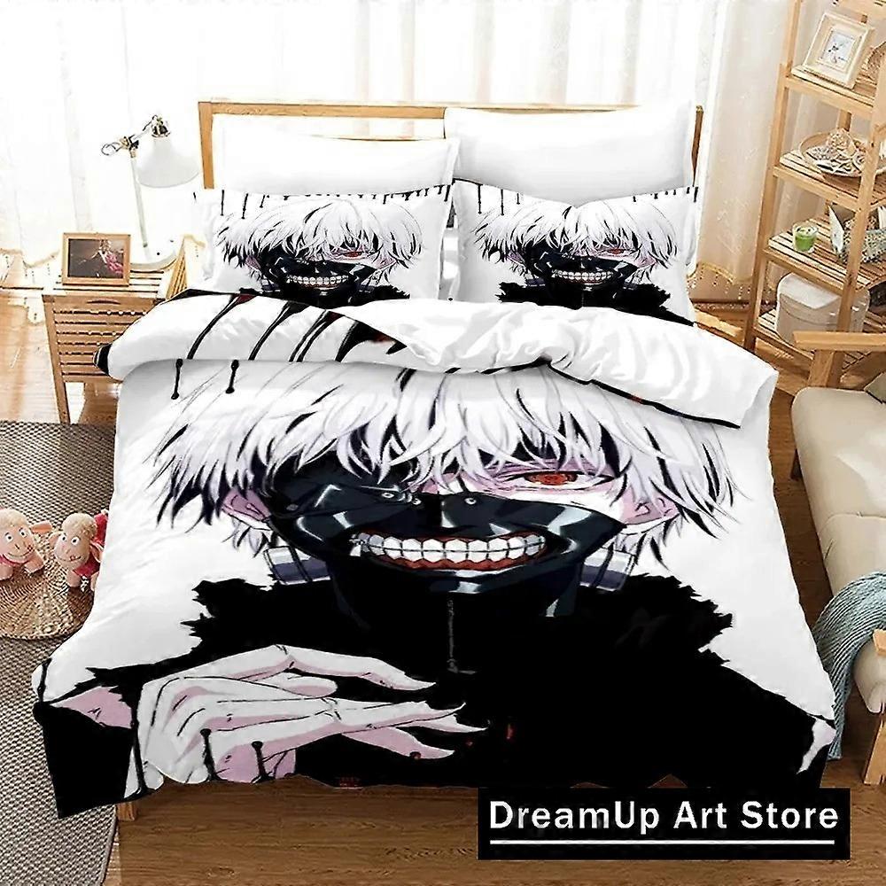 a3219 Lençóis Conjunto de Cama Tokyo Ghoul Capa de Cama Capa de Cama Fofa com Fronha Meninos Adultos CasaConjunto de Cama de 3 Peças (1 Capa de Edredom + 2 Fronha