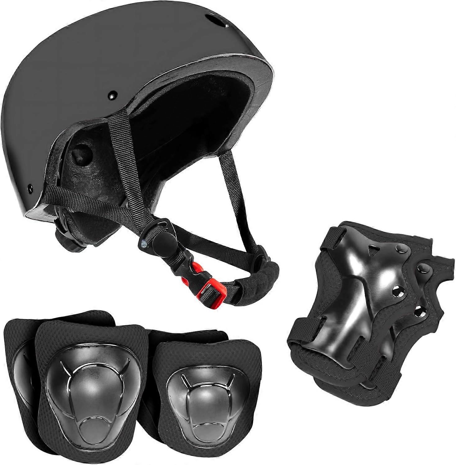 خوذة أطفال قابلة للتعديل مع وسادات ، طقم وسادة واقية رياضية للأطفال - لركوب الدراجات ، تزلج على الألواح - مثالي للأولاد والبنات من سن 3 إلى 15 عاما ، أسود