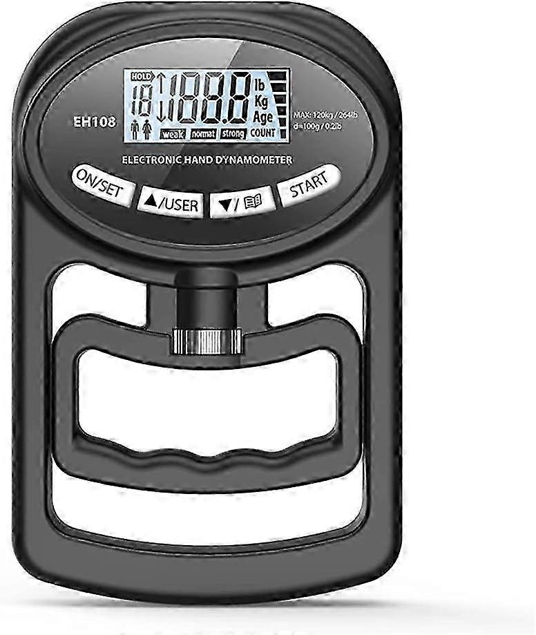Electronic Hand Grip Strength Tester - Black Grip Strengthener Trainer for Hand Dynamometer